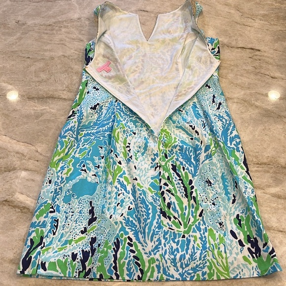 Lilly Pulitzer | Valli Shift Dress 100%‎ Cotton | Seashell Metallic | Size 6 - Picture 6 of 16